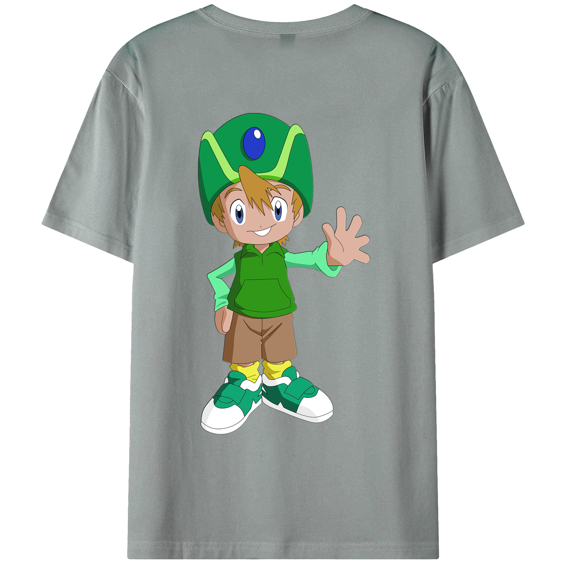 （画像用） Digimon デジタルモンスター/デジモン 綿100％ メンズ半袖Tシャツ（バックプリント） 通気性